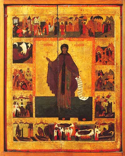 Икона «Преподобная Ксения с житием» из собрания Сергиево-Посадского музея